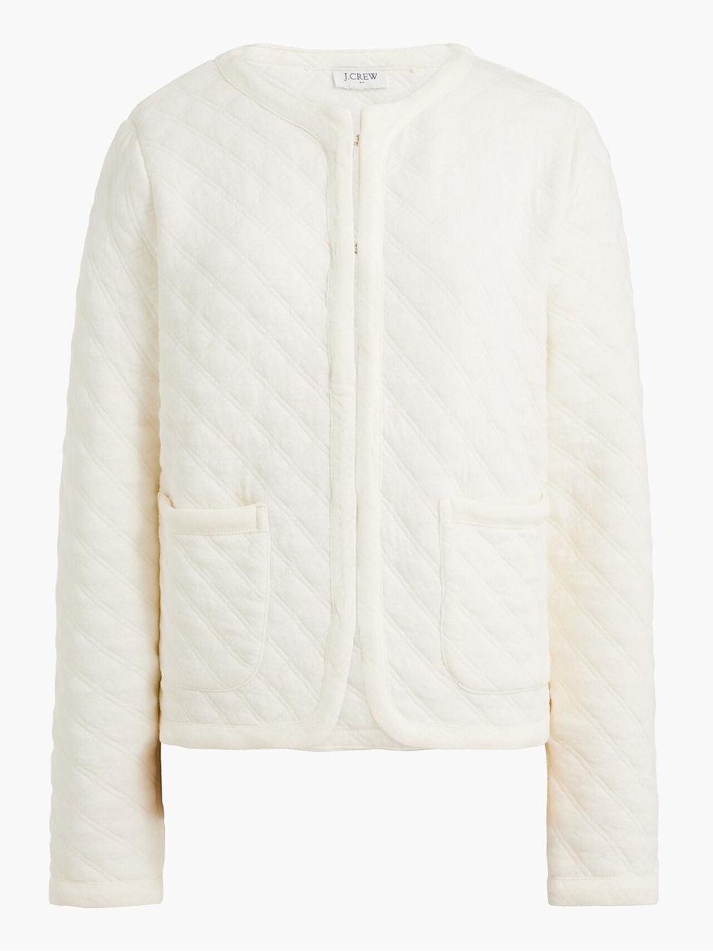 J. Crew Quilted Off-White Bomber Jacket